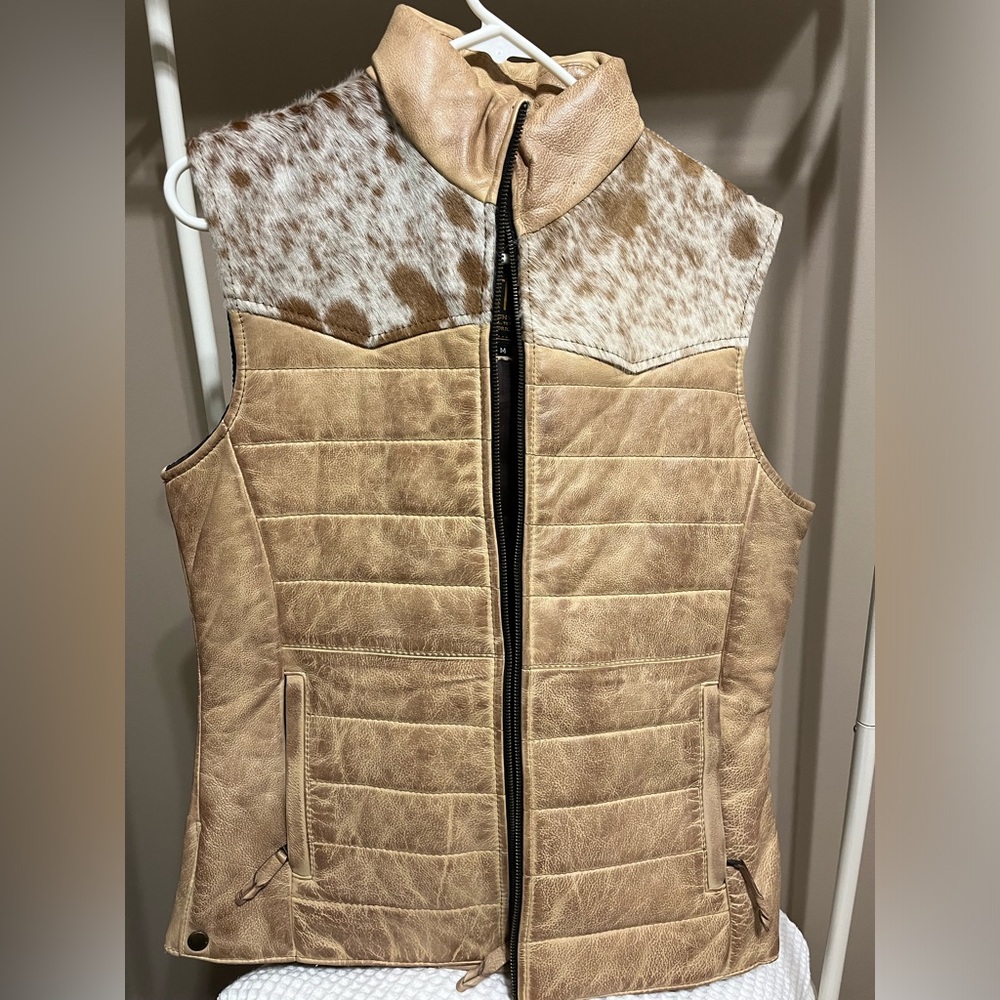 STS Ranchwear Tan and Cream Leather Vest
